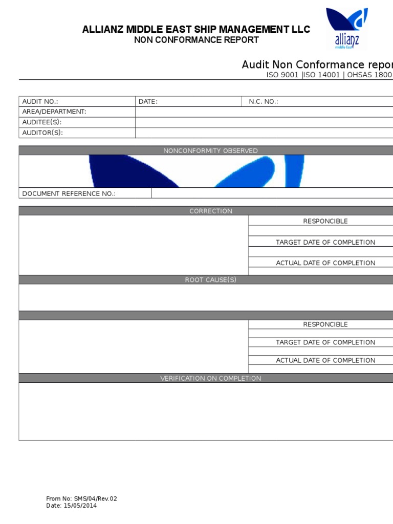ISO 9001 Non Conformance Report Template | PDF | Business Process ...