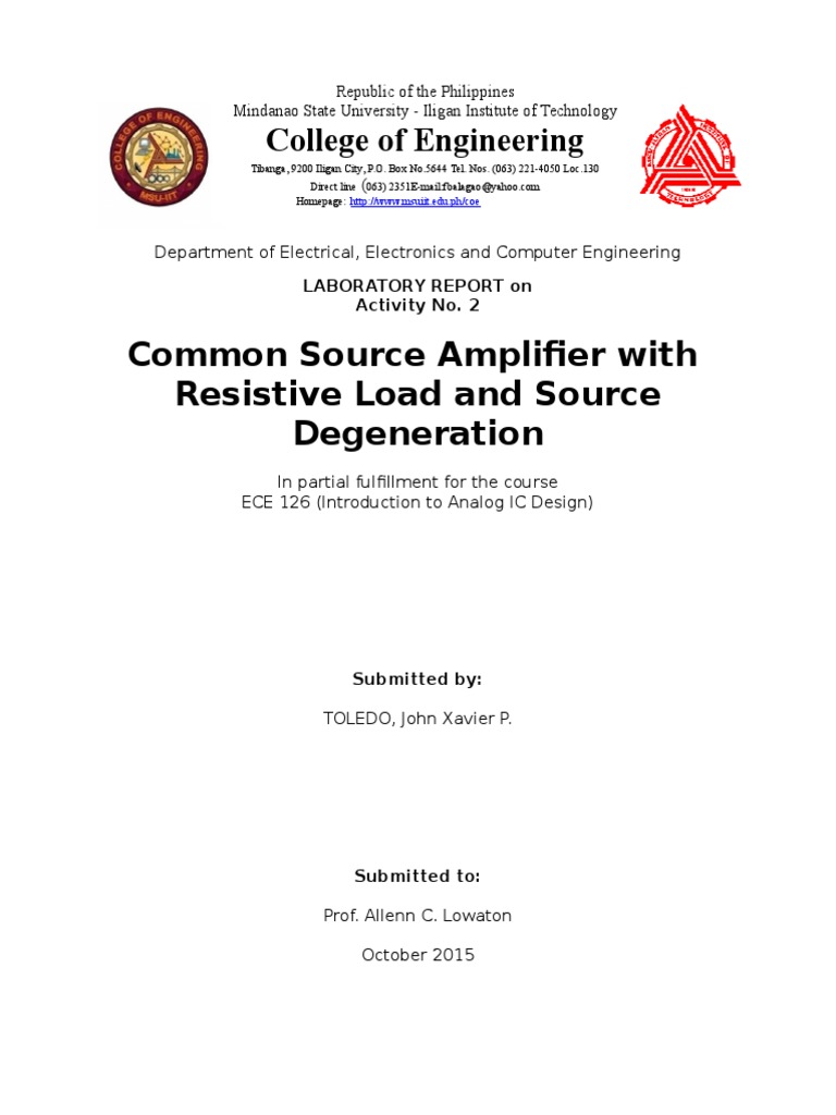 Common Source Amplifier Analysis Report | PDF | Amplifier | Direct Current
