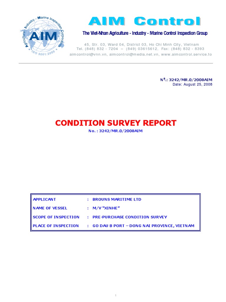 Pre-Purchase Condition Survey Report | PDF | Watercraft | Water Transport