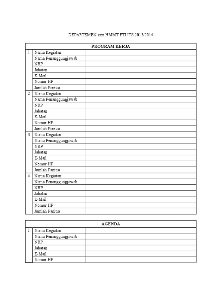 Draft Program Kerja Departemen 2013/2014 | PDF