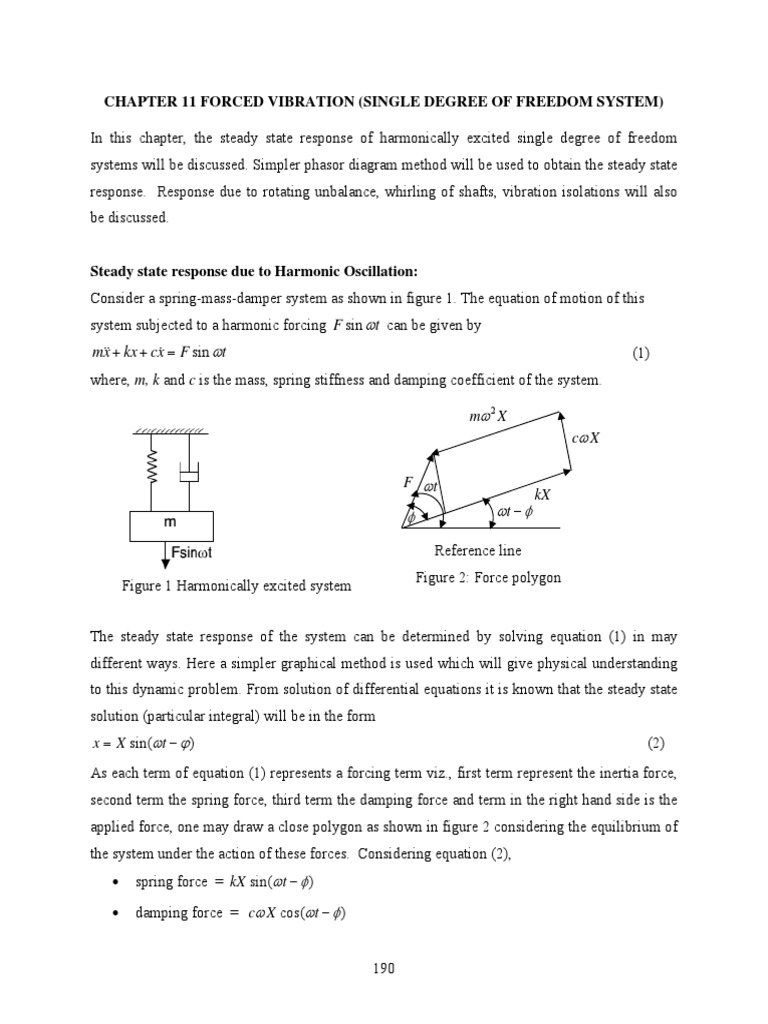 Forced Vibration Single Degree of Freedom Systems | PDF | Teaching ...