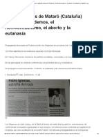 Dos Parroquias de Mataró (Cataluña) Amparan A Podemos, El Homosexualismo, El Aborto y La Eutanasia - HazteOir