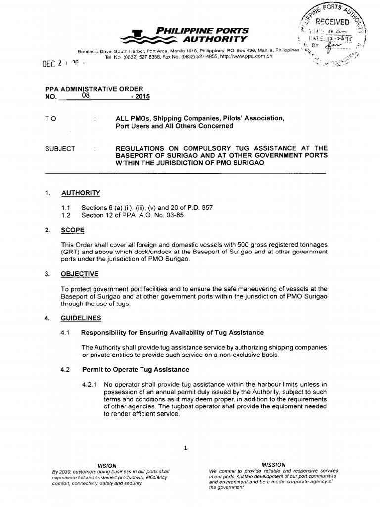 Philippine Ports Authority Order 082015 PDF