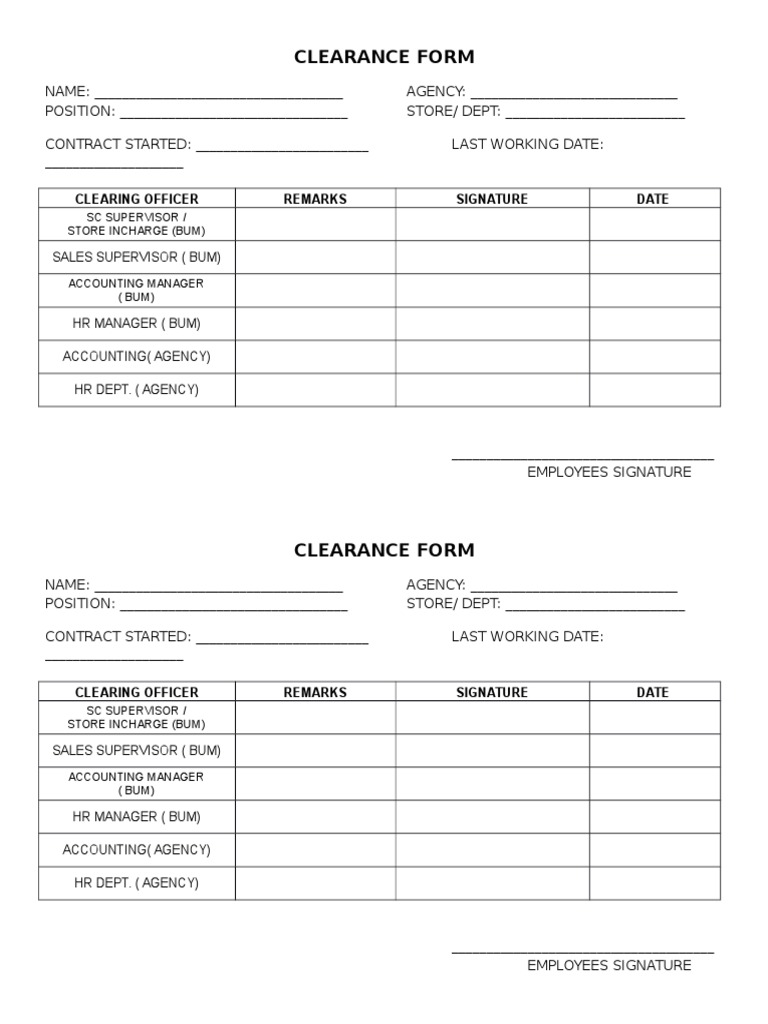 Clearance Form Revised - Apr (1) - 30 | PDF | Career & Growth | Business