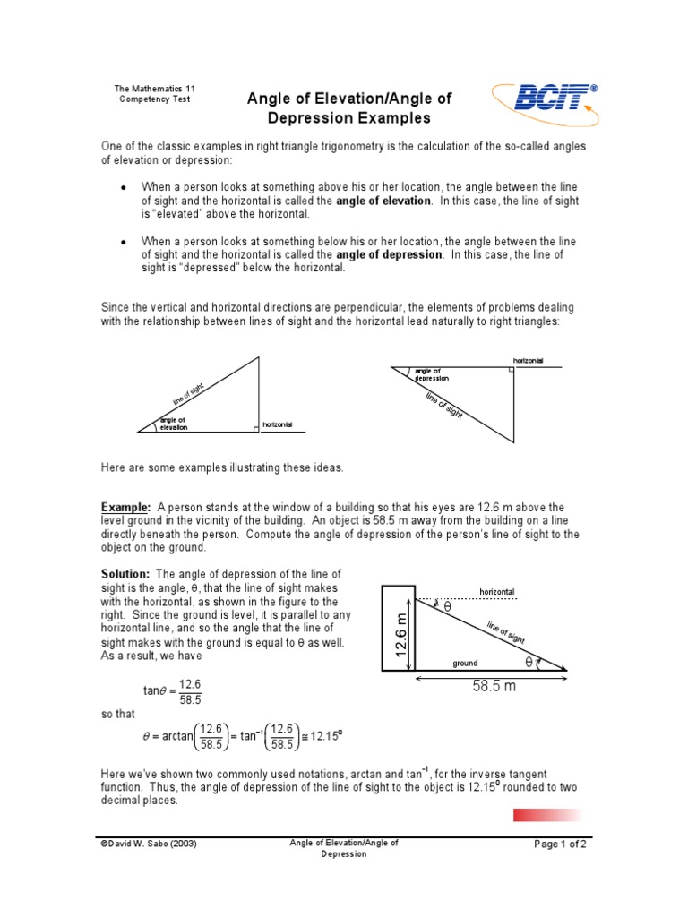 Angle of Elevation and Depression | PDF | Language Arts & Discipline