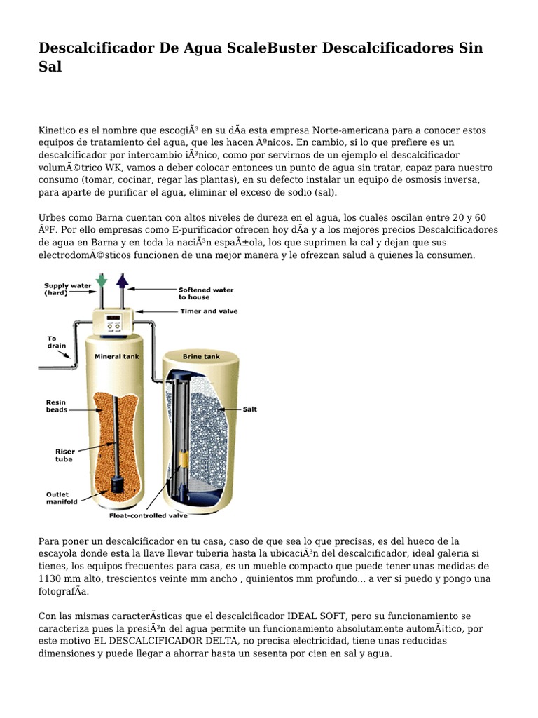 Descalcificador de Agua ScaleBuster Descalcificadores Sin Sal, PDF, sal