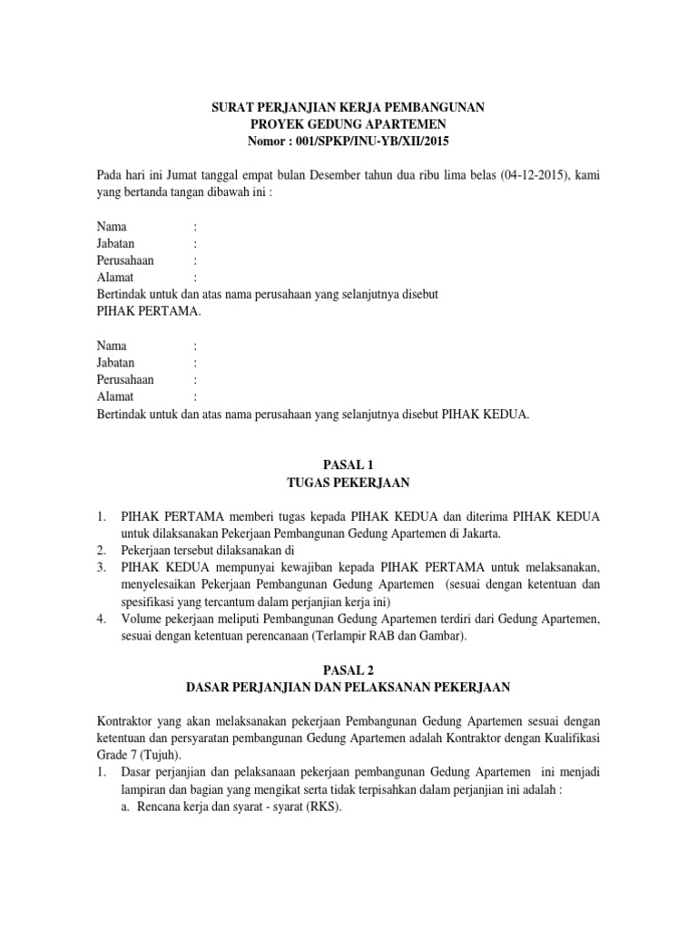 Surat Kontrak Kerja Pdf