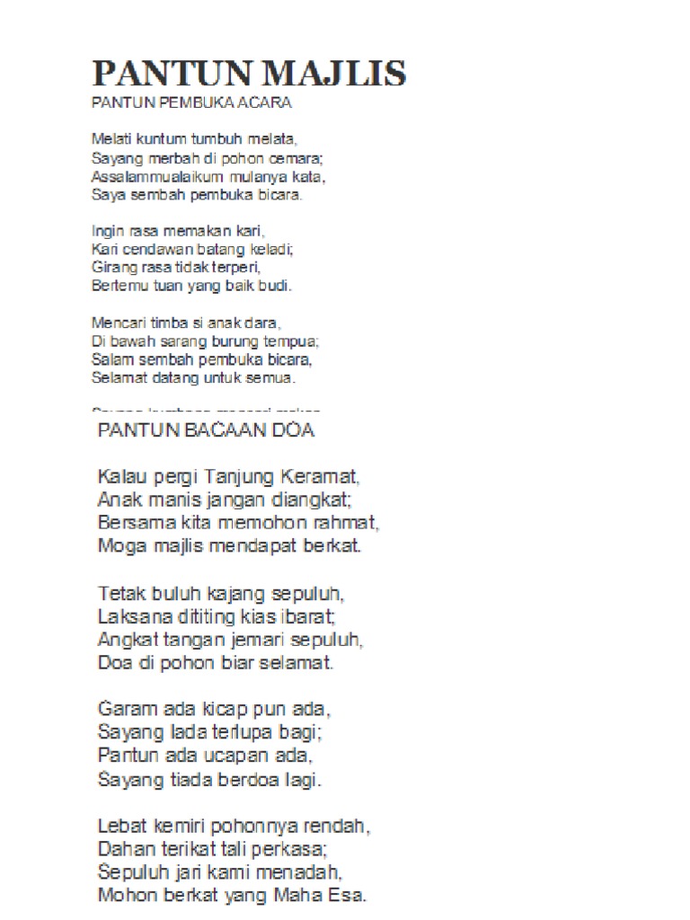 Pantun Untuk Majlis Rasmi  PDF