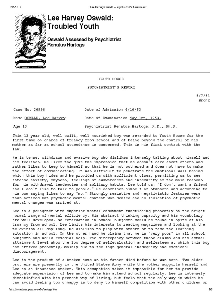 lee harvey oswald -- psychiatrists assessment | Lee Harvey ...