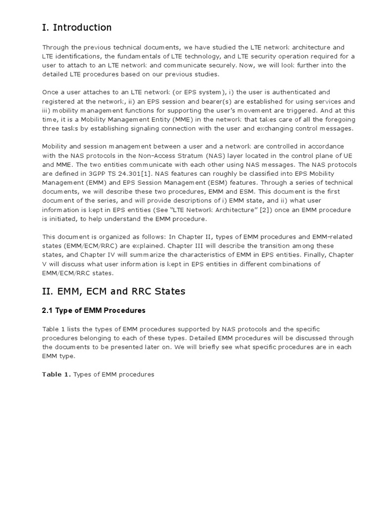 Lte Emm and Ecm States Download Free PDF Architecture