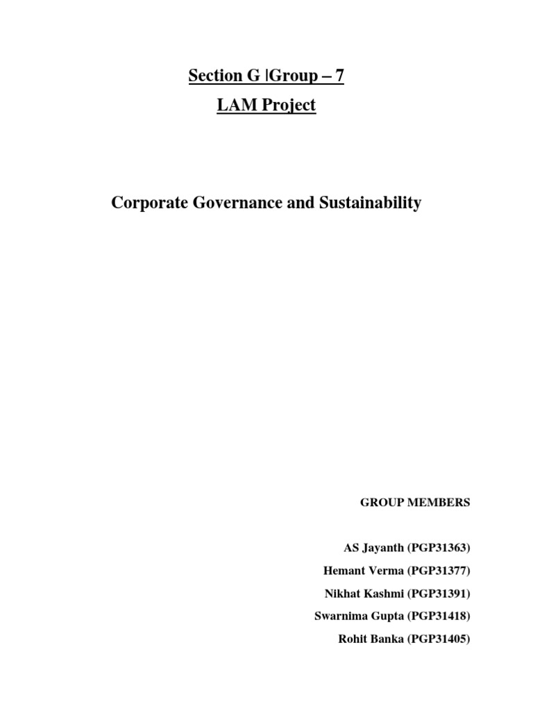 Corporate Governance & Sustainability | PDF | Corporate Governance ...