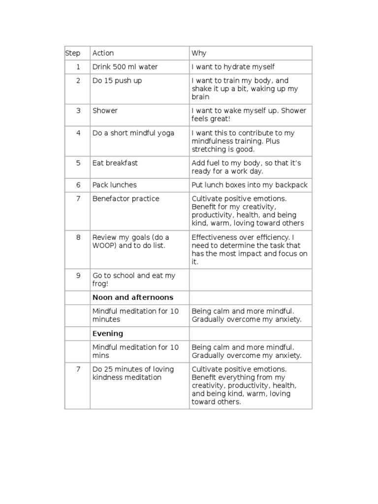 Morning Routine for Mindfulness & Health | PDF
