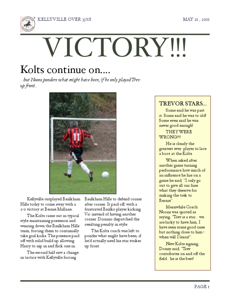 Soccer Newsletter | PDF | Sports & Recreation