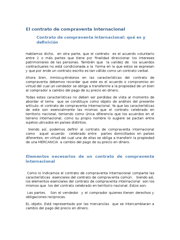 El Contrato de Compraventa Internacional (1)