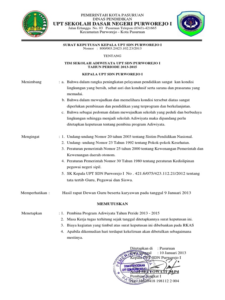 (1) Sk Tim Sekolah Adiwiyata