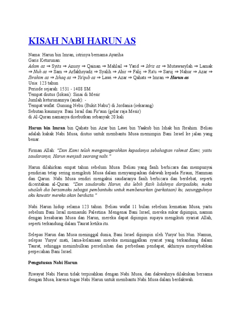 Kisah Nabi Harun As Docx