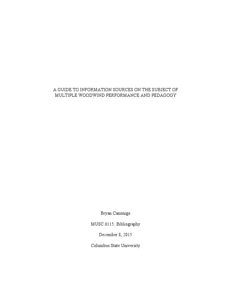 A Guide To Information Sources On The Subject of Woodwind Performance and Pedagogy PDF