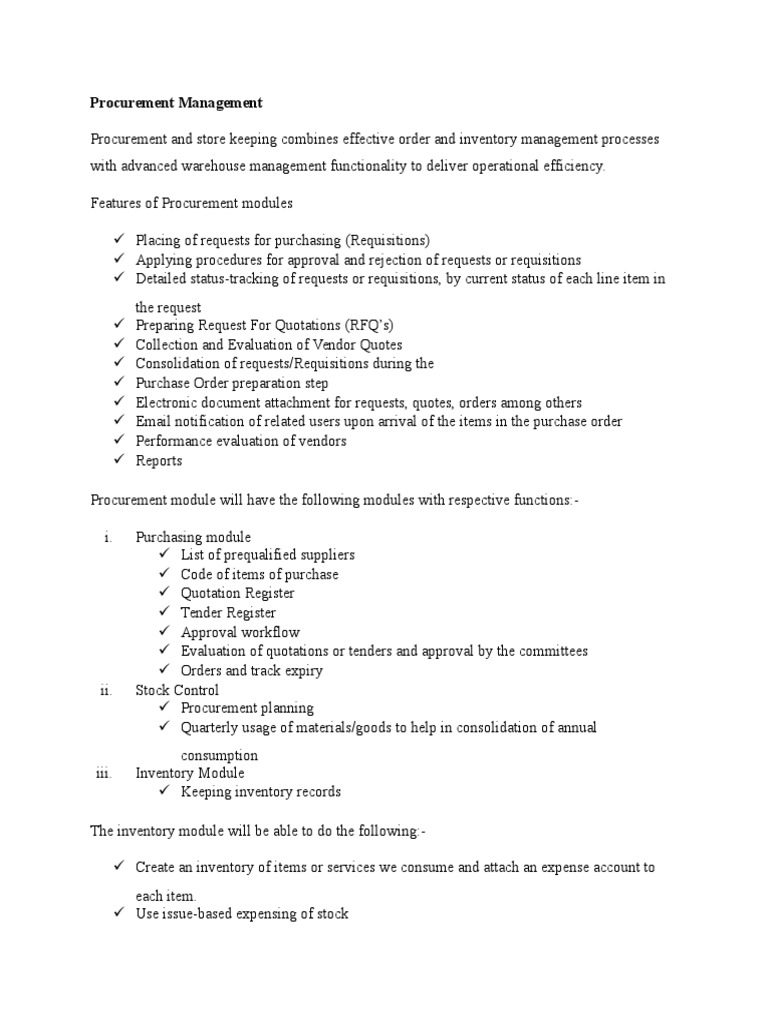 Procurement Management System Overview | PDF | Inventory | Procurement