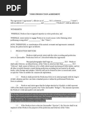 Music Video Production Agreement