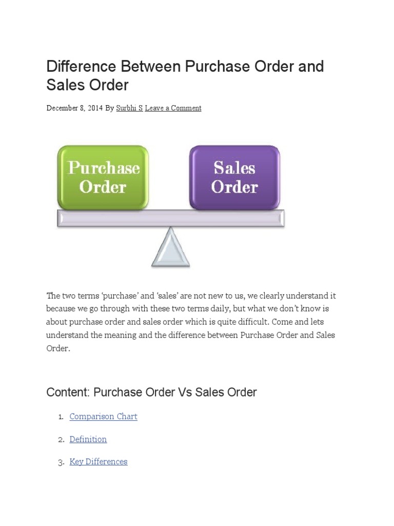 Difference Between Purchase Order and Sales Order Invoice Receipt