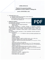 Admitere 2016 Tematica LB Romana PDF