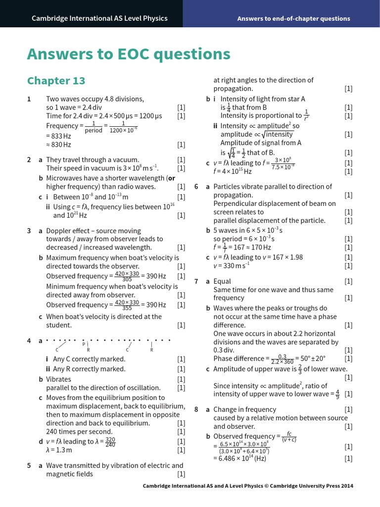 Eocq Ans 13 Pdf Amplitude Waves