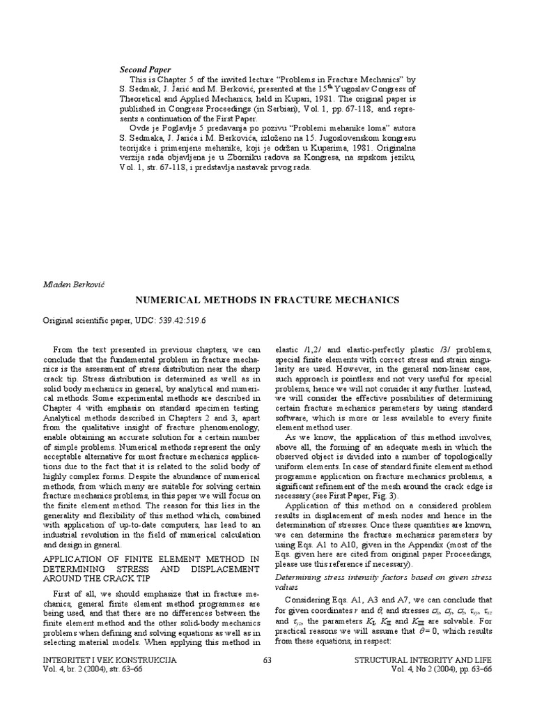 Finite Element Method in Fracture Mechanics | PDF | Fracture Mechanics ...