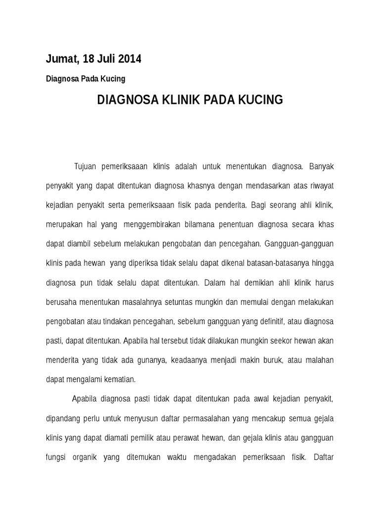 Diagnosa Pada Kucing  PDF