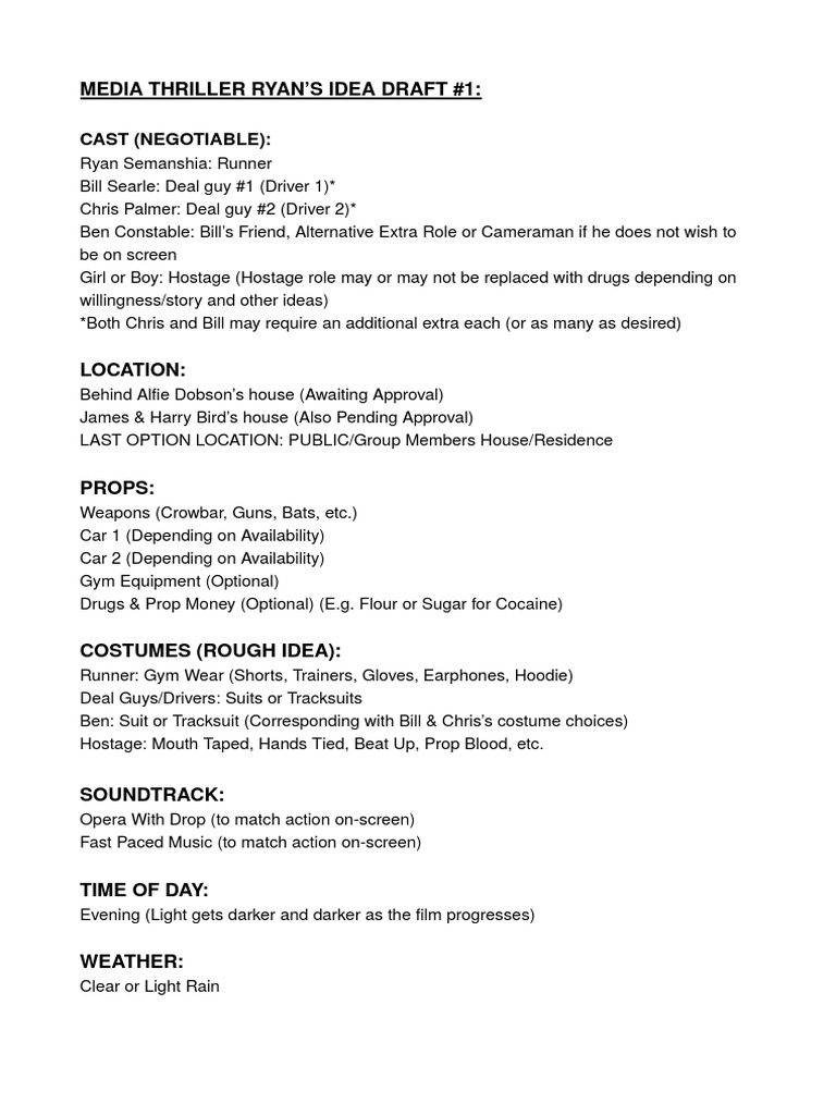Media Thriller Script Draft Overview | PDF
