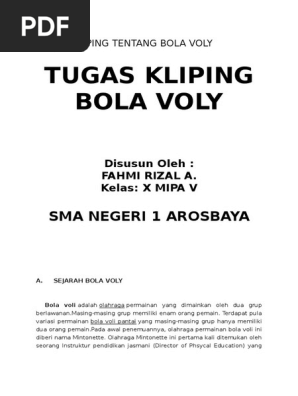 Tugas Kliping Tentang Bola Voly
