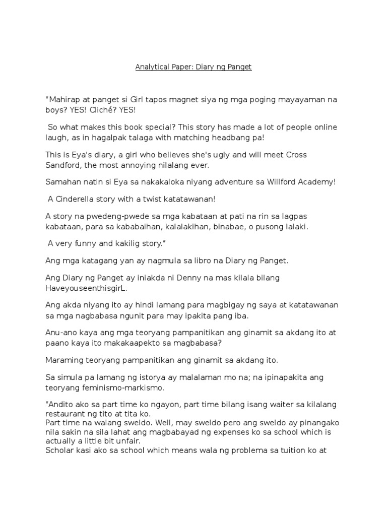 Analytical Paper Diary NG Panget PDF