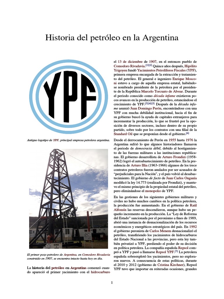 Historia del petróleo en Argentina | PDF | Petróleo | Gobierno