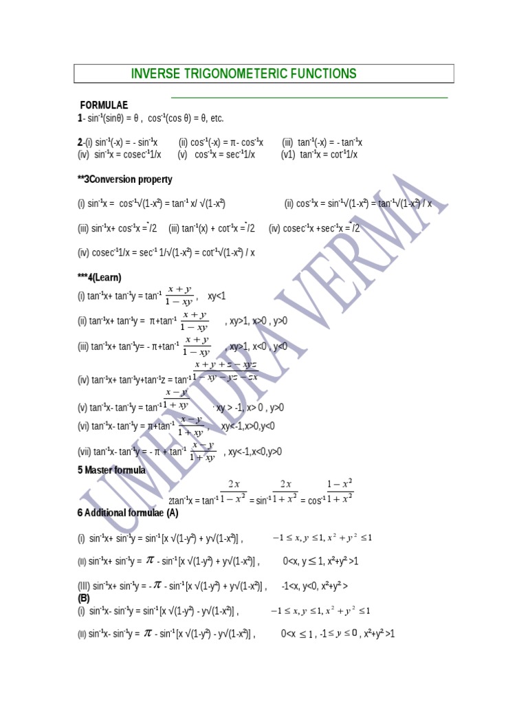 Inverse Trigonometeric Function