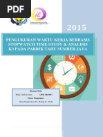 Download PENGUKURAN WAKTU KERJA BERBASIS STOPWATCH TIME STUDY  ANALISIS K3 PADA PABRIK TAHU SUMBER JAYA by Brina Cindy Lestari SN295328736 doc pdf
