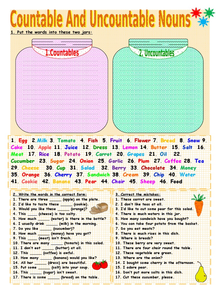 36192 countable and uncountable nouns Salad Butter