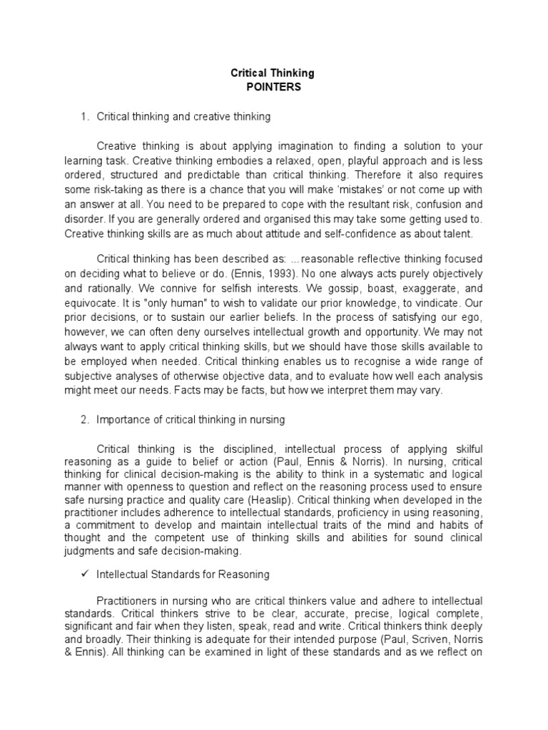 Enhancing Critical Thinking Skills | PDF | Metacognition | Critical ...