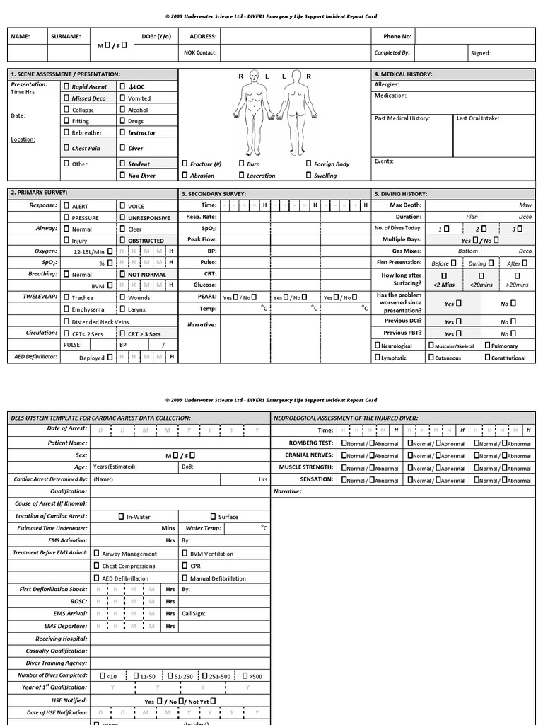 DELSIncident Report Form | PDF | Underwater Diving | Cardiopulmonary ...