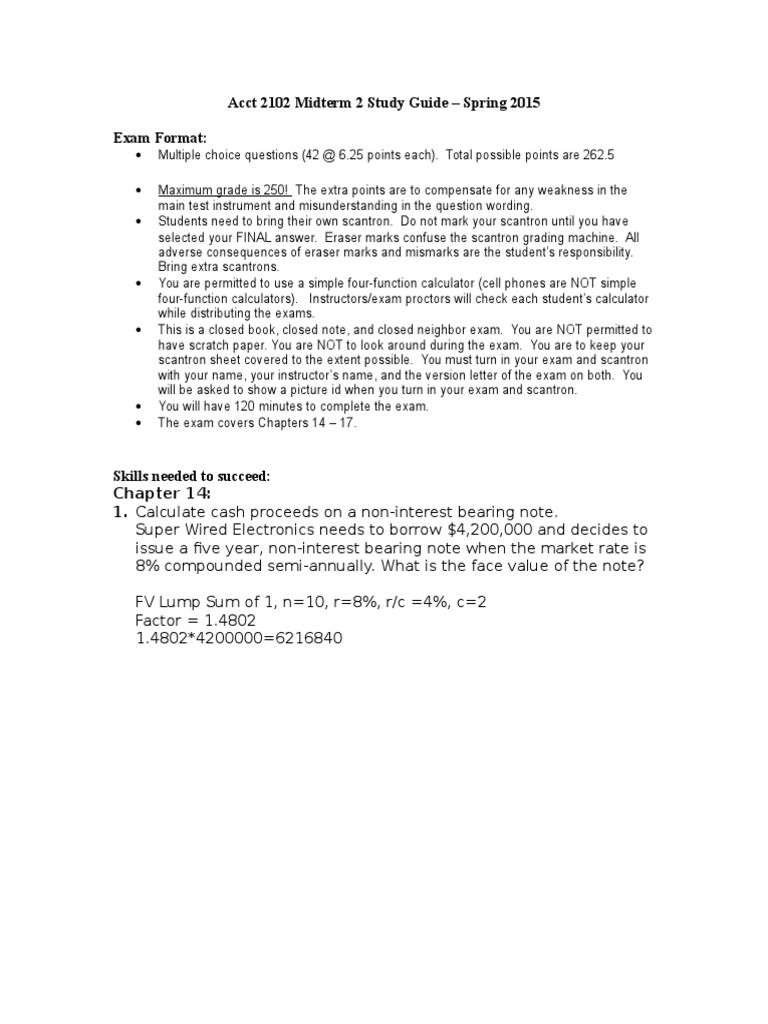 2102 Midterm 2 Study Guide | PDF | Depreciation | Stocks