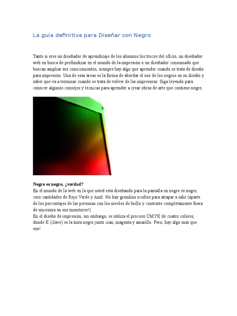 Guía de Diseño: Uso del Negro en CMYK | PDF | Negro | Cian
