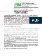 Anexo I Do Adendo de Alteração #003 Processo Seletivo Público Simplificado Contratação Temporária EDITAL Nº. 001/2015