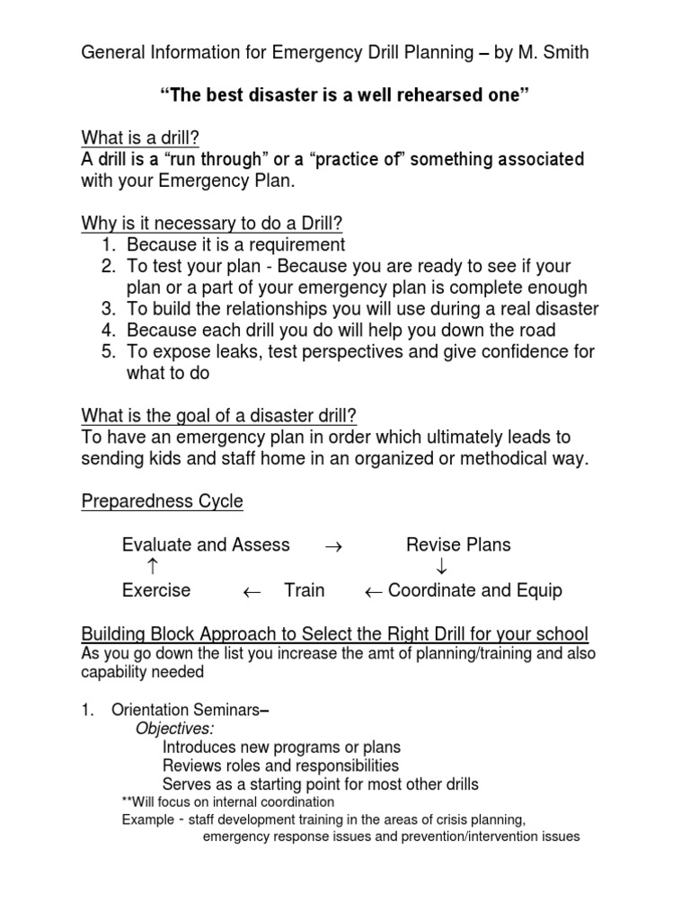Emergency Drills PDF Emergency Management Cognition