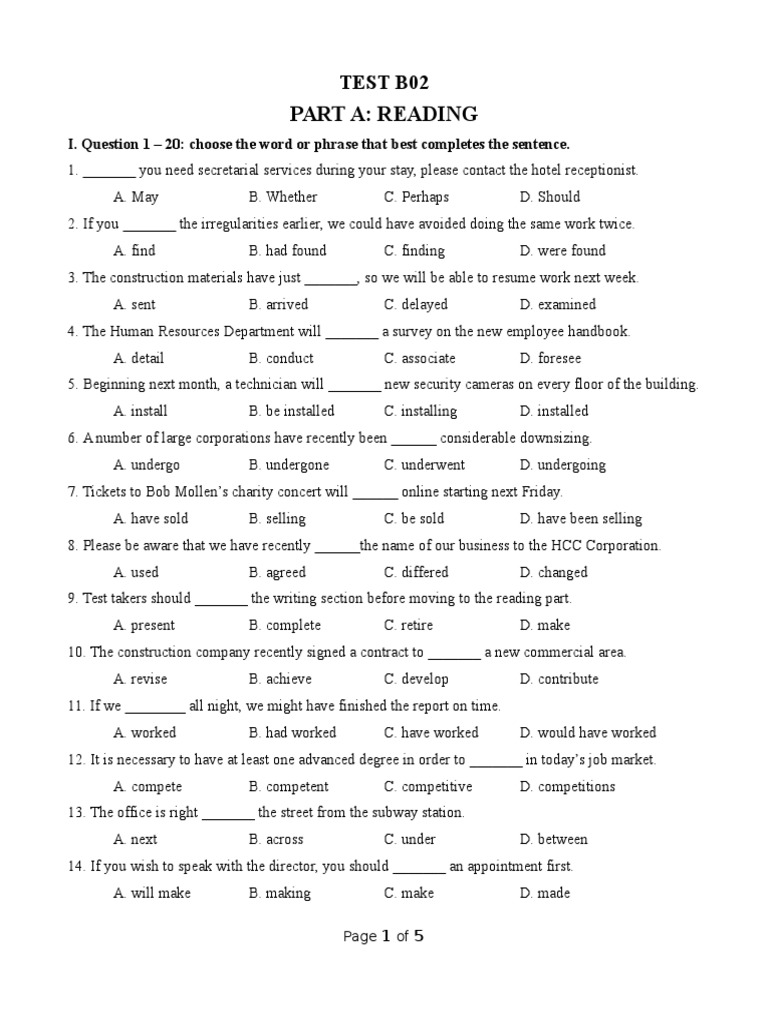 b02 Reading and Writing Test English Level b b02 Reading and Writing Test English Level b