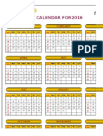 2016 Calendar Diary Notes