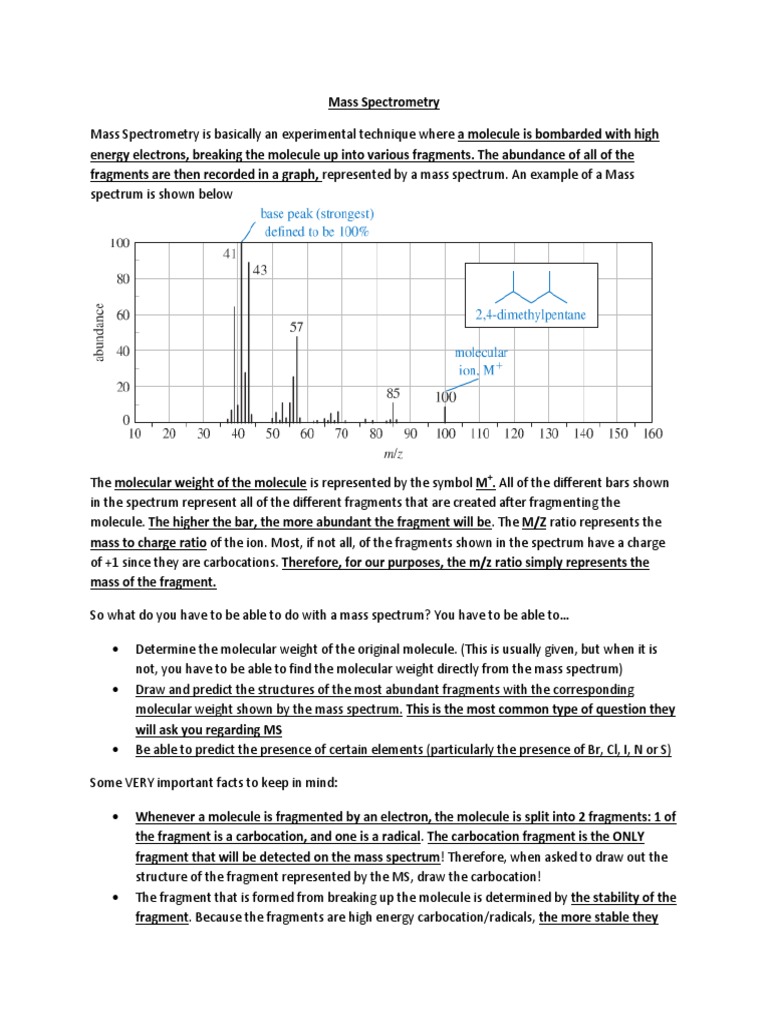 Mass Spectrometry Guide PDF Mass Spectrometry Alkene