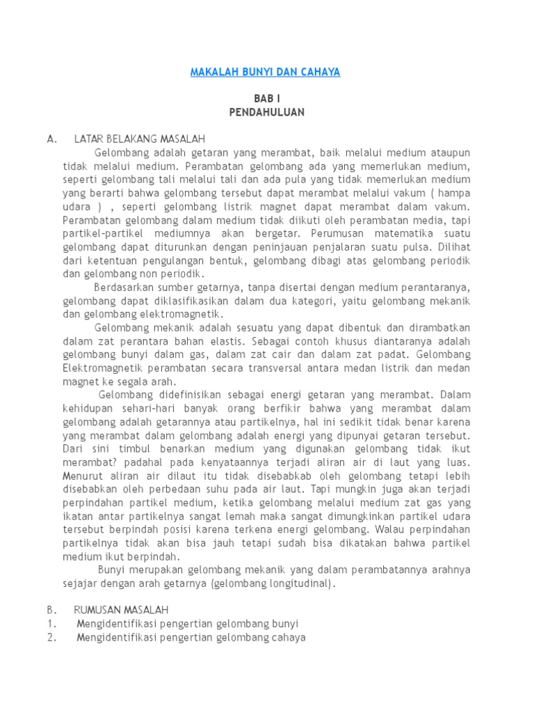 Makalah Bunyi Dan Cahaya