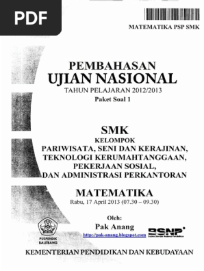 Pembahasan Soal Un Matematika Smk Psp 2013 Paket 1