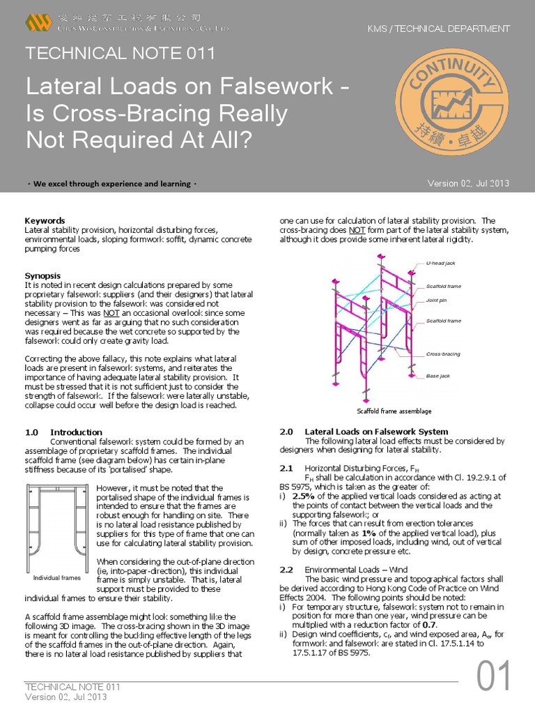 Lateral Stability in Falsework Systems | PDF | Scaffolding | Building ...