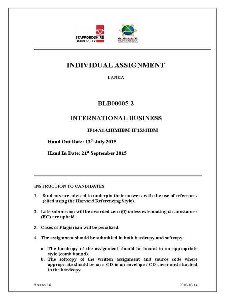 International Business Assignment Guidelines | PDF | Business ...