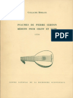 Psaumes de Pierre Certon Reduits Pour Chant Et Luth 1554 Guillaume Morlaye