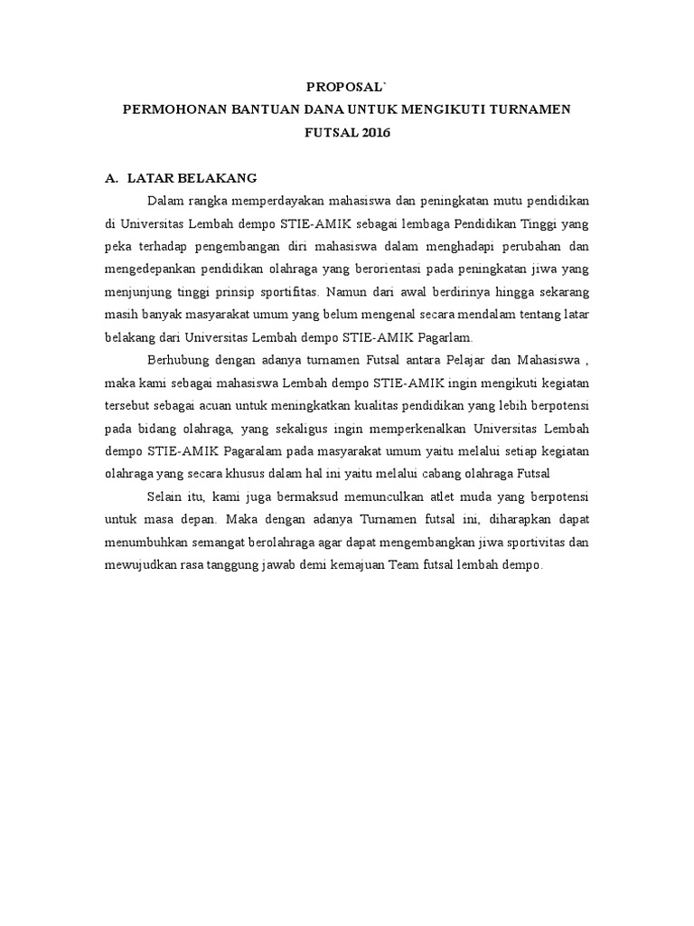 Proposal Dana Pengajuan Futsal